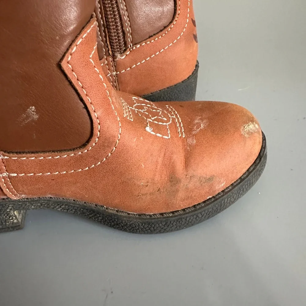 Disney Pixar Toy Story Woody Bullseye Cowboy Boots Toddler Size 7 Brown Zip Up